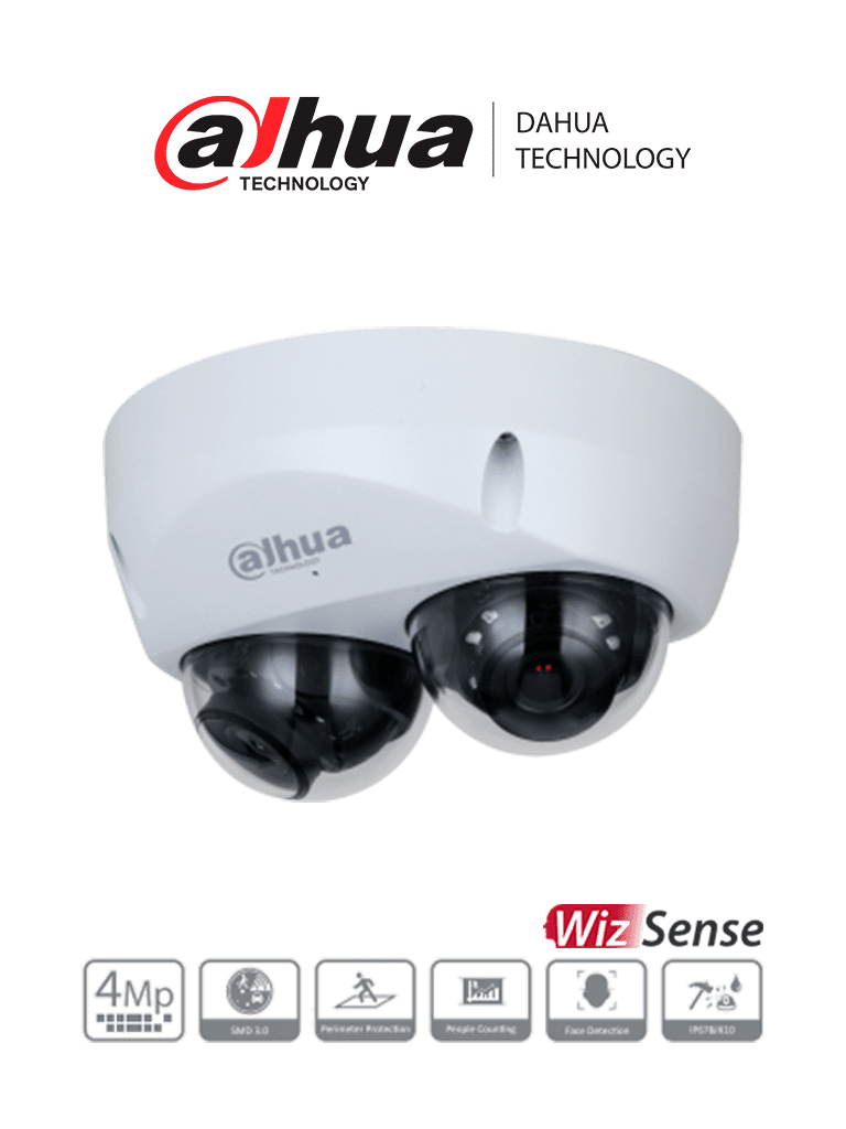 Dahua dh-ipc-hdbw5441f-as-e2 - camara ip domo doble sensor 2 x 2 megapixeles/ wdr real de 120db/ funciones inteligentes/ ir de 2