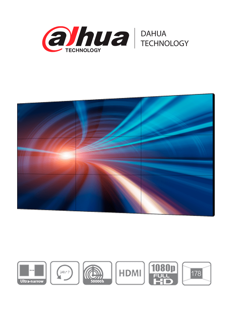 Dahua ls460ucm-ef - pantalla full hd para videowall de 46 pulgadas/ panel lcd ads industrial 24/7/ marco ultra delgado de 3.5mm/