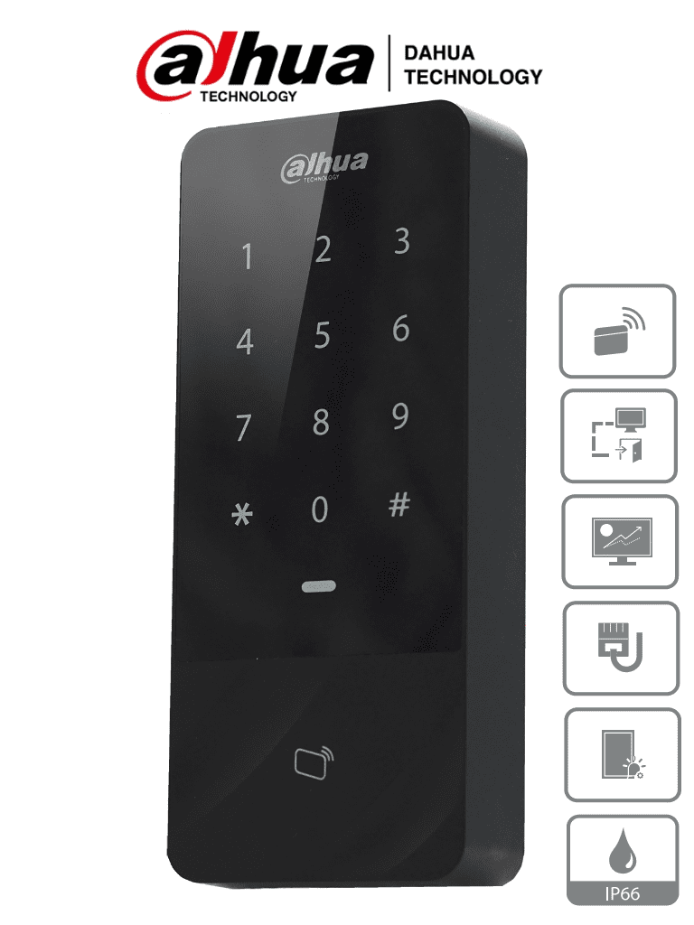 Dahua asi1201e-d  - control de acceso independiente con teclado touch y tarjetas id/ 30,000 usuarios, 60,000 registros/ tcp/ip/ 