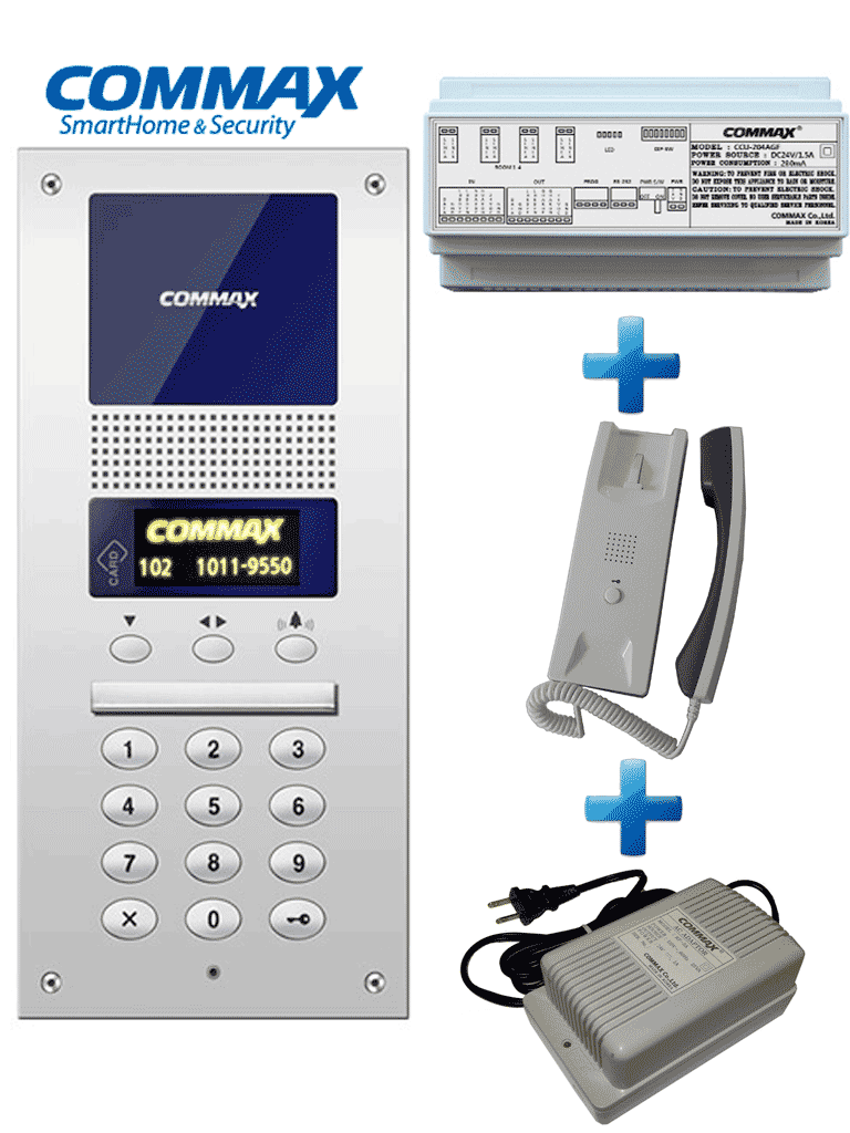 Commax audiogate4p - paquete de adio portero para 4 departamentos/ comunicación por audio, conexion a 2 hilos/ incluye distribui