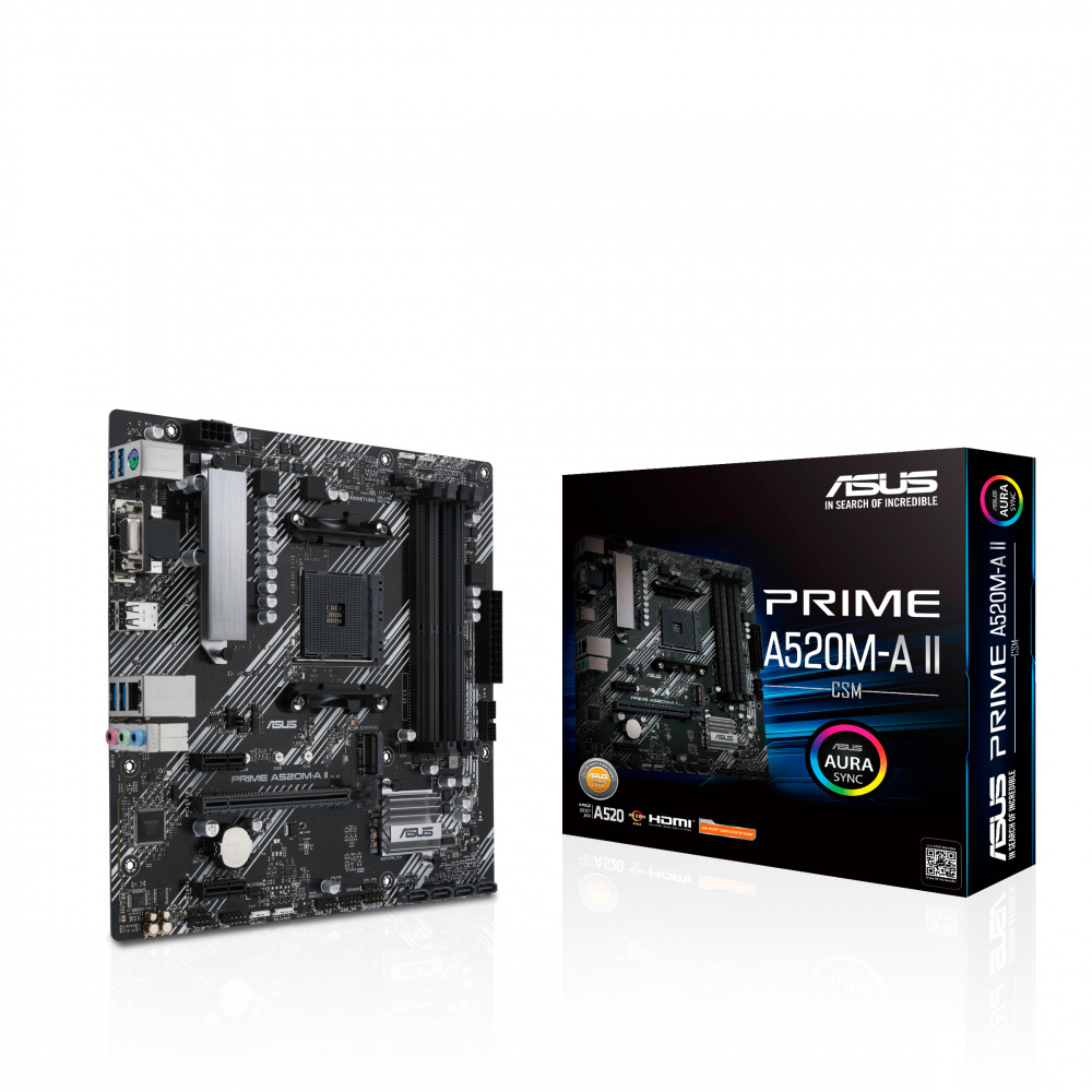 Tarjeta madre asus prime a520m-a ii/csm socket am4 4*ddr4 hdmi dp vga pcie-3.0 m.2 micro atx