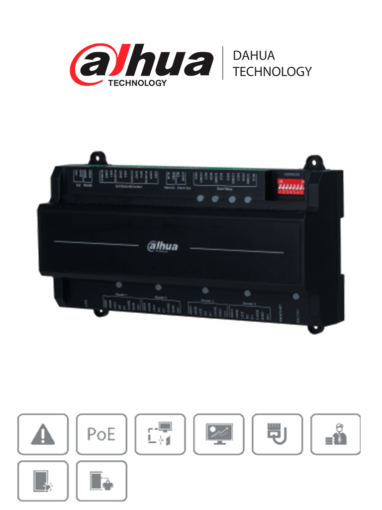 Dahua dhi-asc2204b-s  - panel de control de acceso para 4 puertas y 4 lectoras/  tcp/ip/ comunicación rs-458 y wiegand/ 100,000 