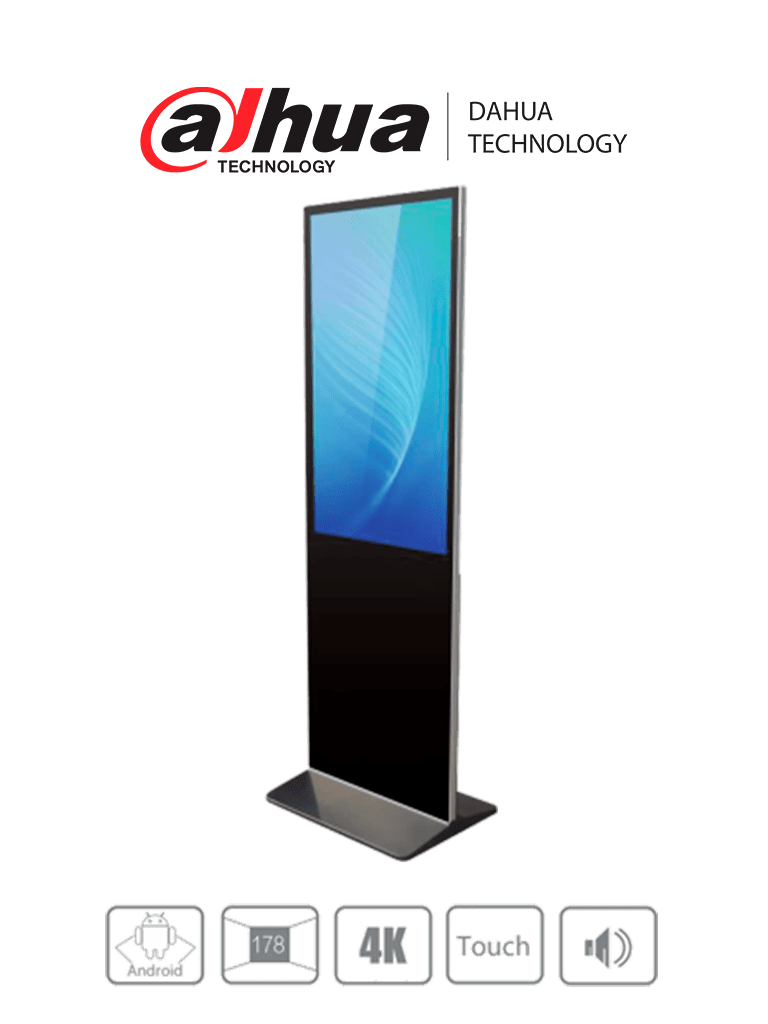 Dahua ldv55-sai400tk - totem de señalización digital de 55" con pantalla touch screen. resolución 4k, 178° de visualización.