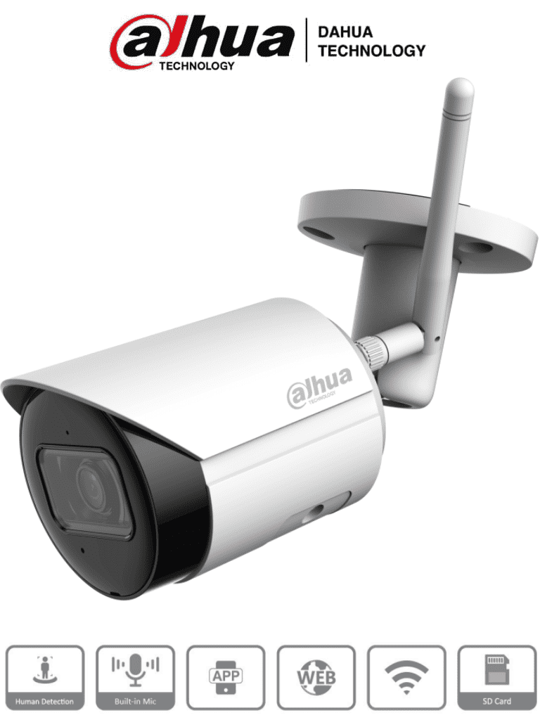 Dahua dh-ipc-hfw1430ds-saw  - camara ip bullet wifi de 4 megapixeles/ lente de 2.8mm/ 90 grados de apertura/ h.265+/ ir de 30 me