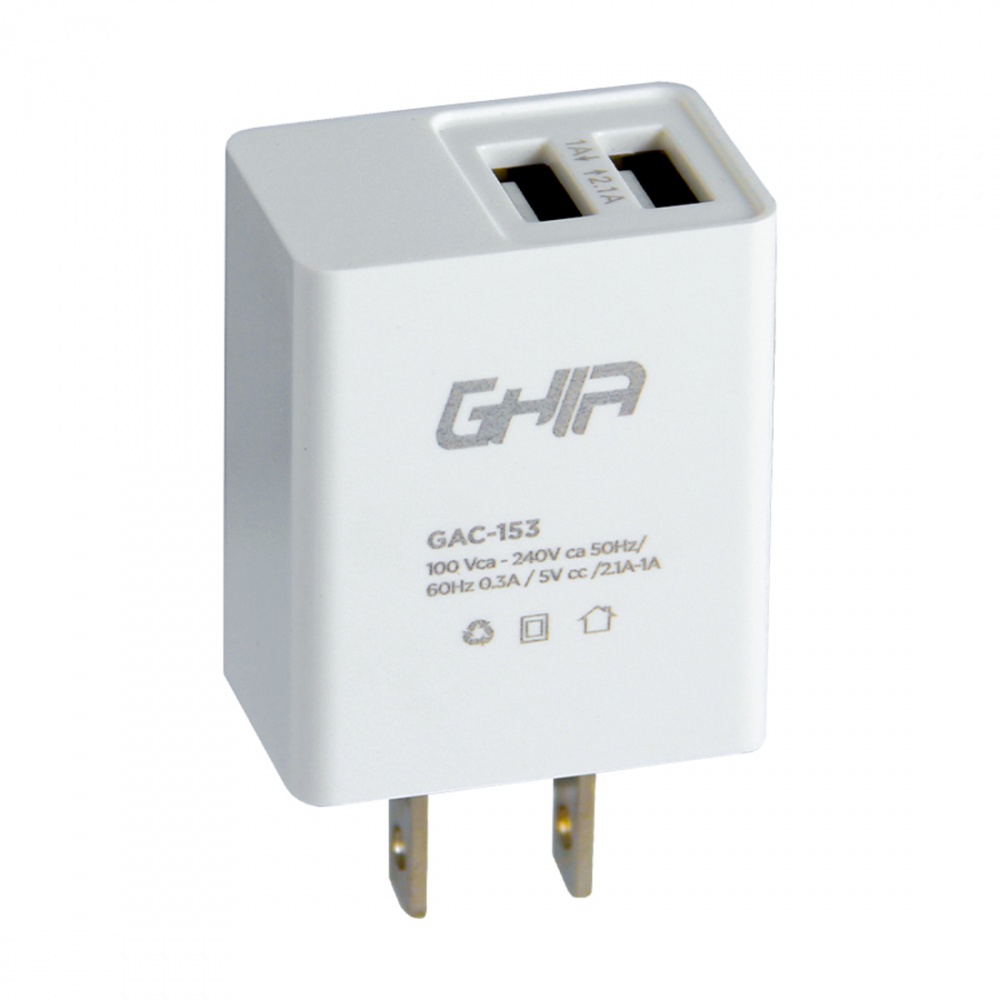 Cargador De Pared Ghia GAC-153 2 Puertos USB 2.0