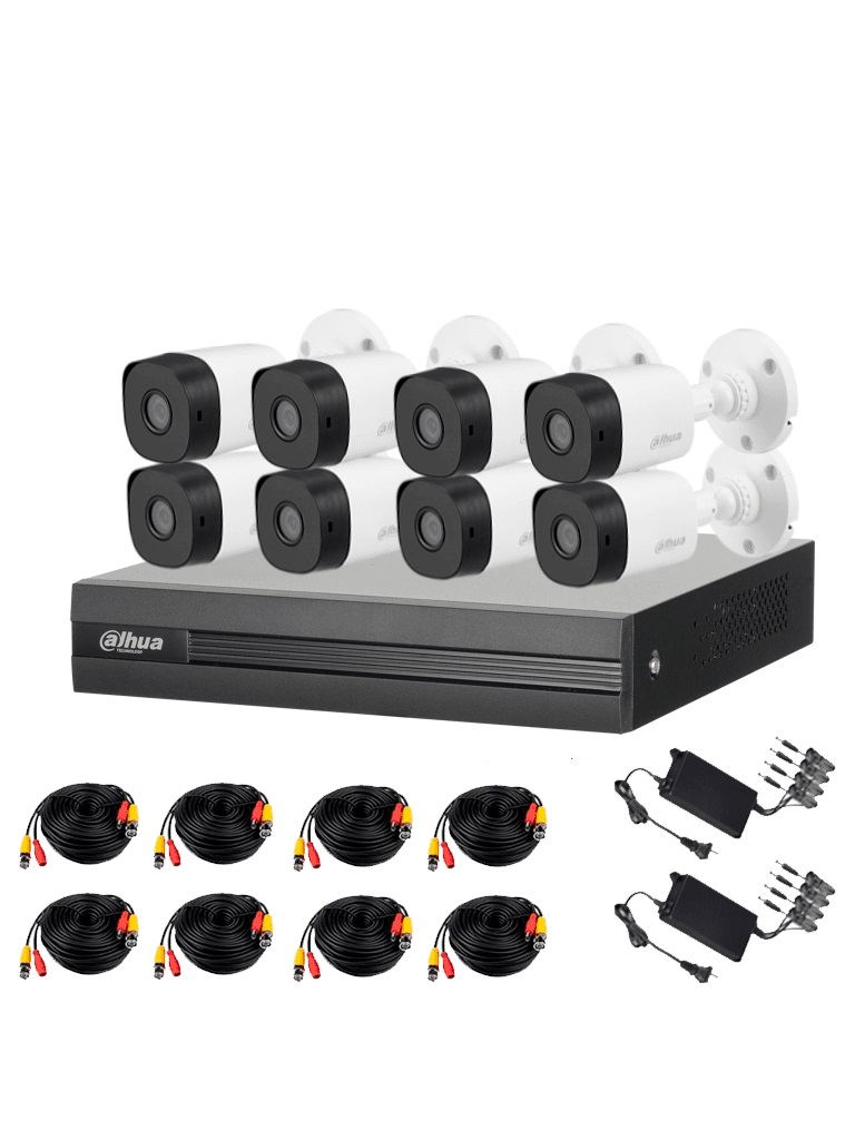 Kit De Videovigilancia DAHUA DVR De 8 Canales 2 MP 8 Cámaras Con Accesorios Incluidos