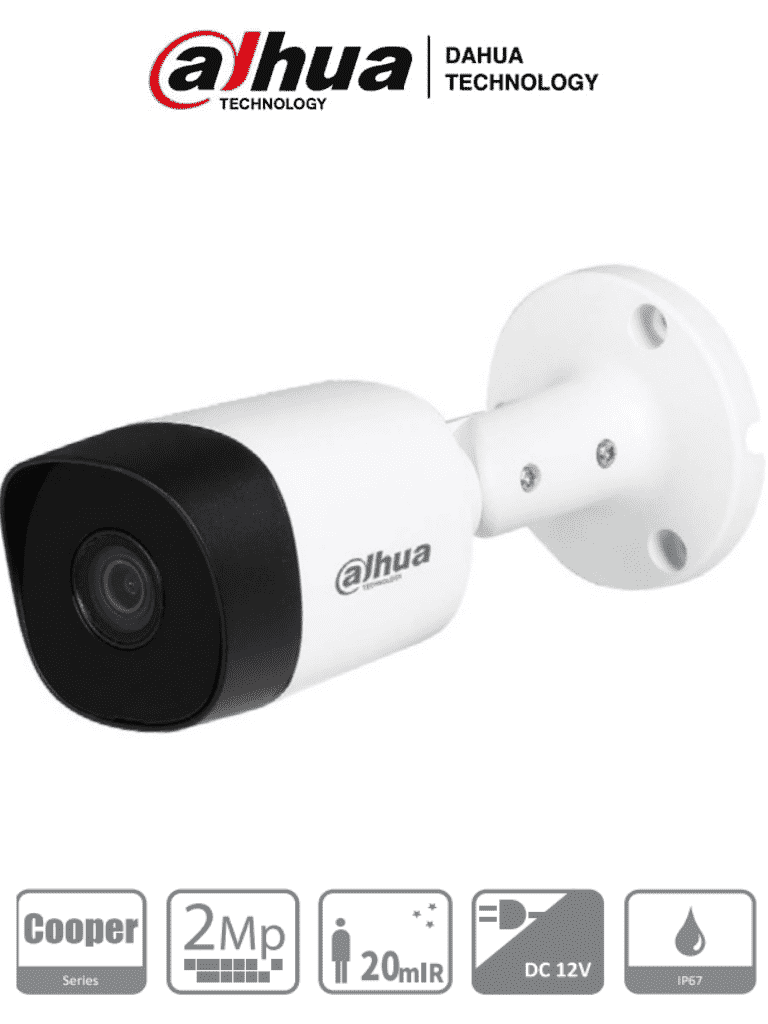 Dahua cooper b2a21 - camara bullet hdcvi 1080p/ 100 grados de apertura/ lente 2.8 mm/ ir de 20 mts/ ip67/ metalica/ soporta: cvi