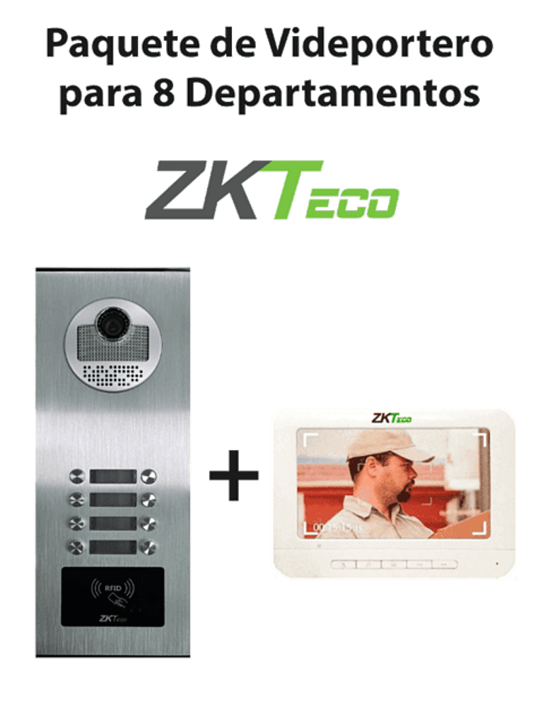 Zkteco ve08a01paq7p - paquete de videportero para 8 departamentos ve08a01 con monitor vdpib3 de 7 pulgadas