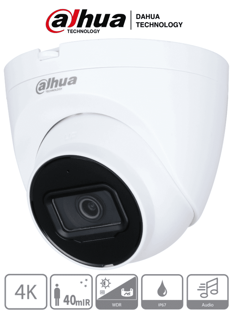 Dahua dh-hac-hdw1801tqn-a - camara domo 4k/ 8 megapixeles con microfono integrado/ lente de 2.8mm/ 106 grados de apertura/ ir de