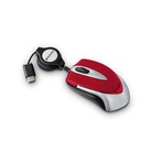 Mouse mini verbatim, cable retractil, usb tipo c, color rojo/gris