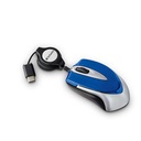 Mouse mini verbatim, cable retractil, usb tipo c, color azul/gris