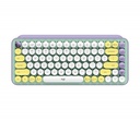 Teclado logitech pop keys mecanico, inalambrico + bluetooth, menta, amarillo, blanco, morado