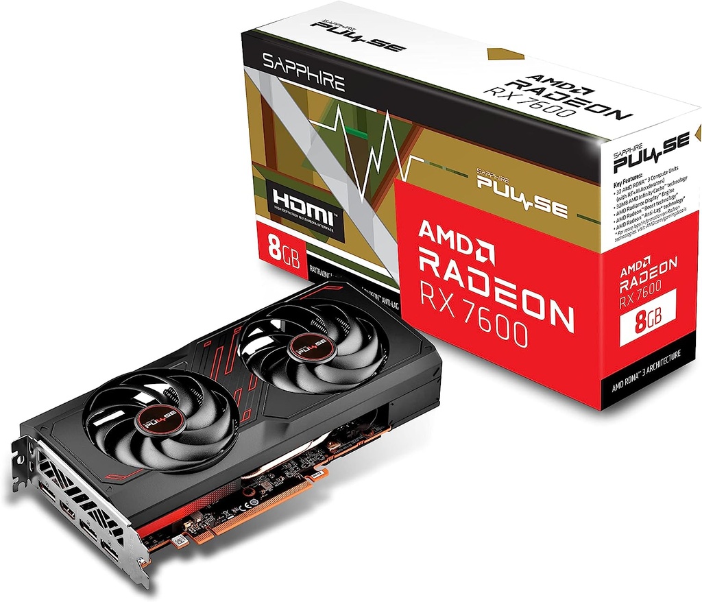 Tarjeta de Video Sapphire Pulse Radeon RX 7600 Gaming OC 8GB GDDR6