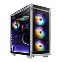 Gabinete gaming xpg battlecrusier, media torre, e-atx, cristal templado 4 lados, 4 ventiladores argb, panel frontal, filtro de p