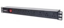 Barra multicontactos intellinet (pdu), para montaje en 1u de rack 19pulg., 8 contactos, aluminio, negro