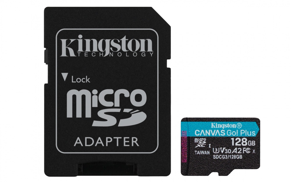 Memoria Flash Kingston Canvas Go! Plus 128GB MicroSDXC UHS-I Clase 10 Con Adaptador