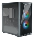 Gabinete cooler master cmp cmp 320, media torre, pc, micro atx, mini-itx, 4 ranuras de exp, ventana cristal, rgb, 2x 120 mm vent