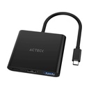 Adaptador 3 en 1 usb-c shift plus ah445 acteck advanced series -