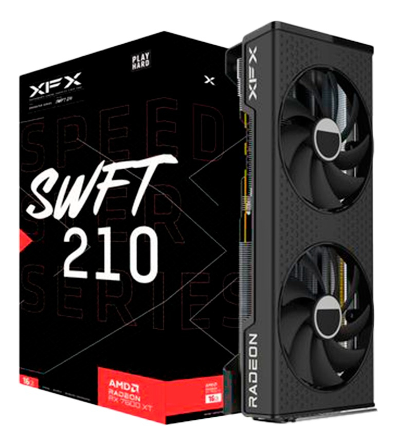 Tarjeta de video xfx rx-76tswftfpspeedster swft 210 radeon rx7600xt 16gb gddr6 2359mhz 3*dp hd