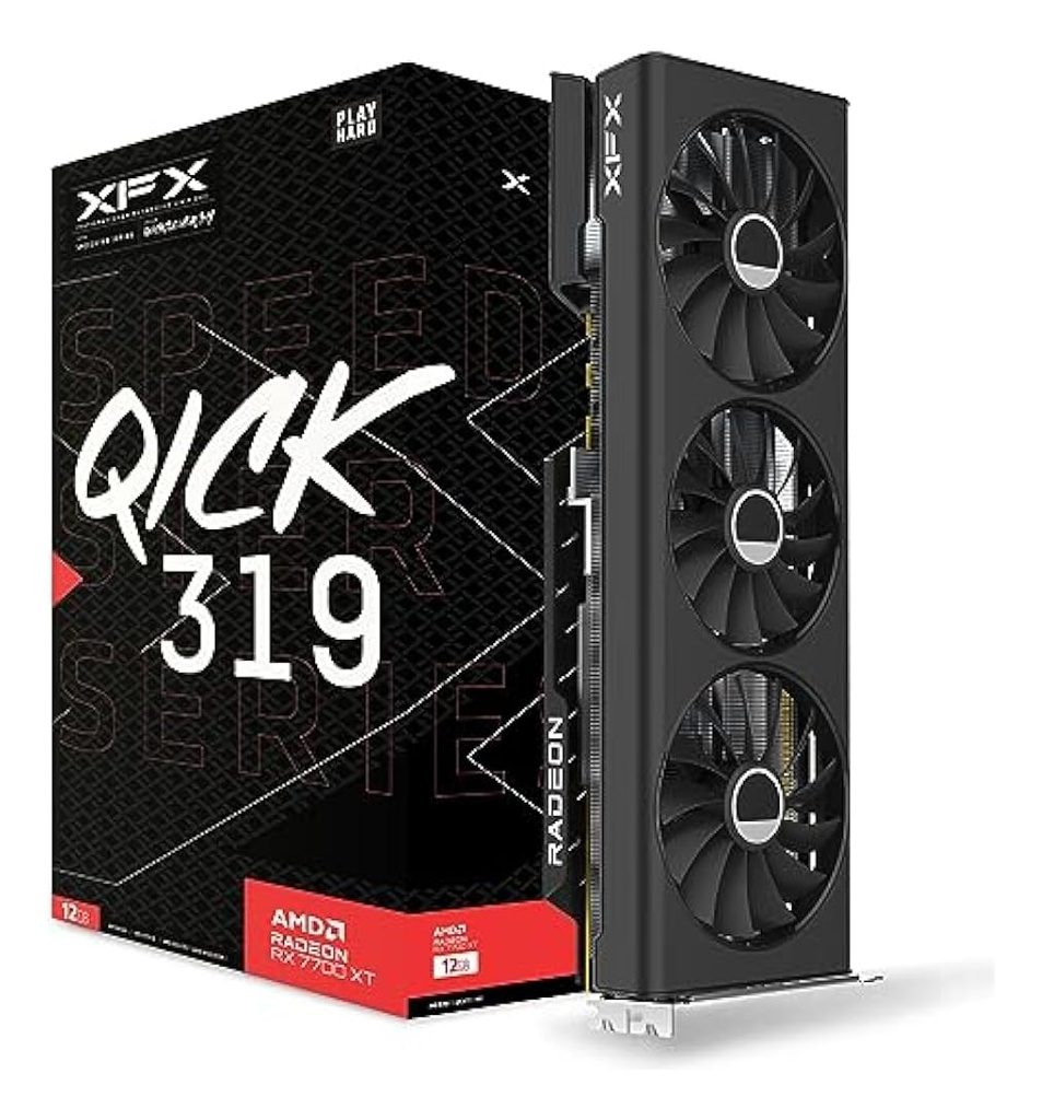 Tarjeta de video xfx rx-77tqickb9speedster qick 319 radeon rx7700xt 12gb gddr6 2276mhz 3*dp h