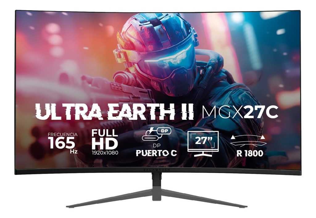 Monitor 27" balam rush br-938273 ultra earth iimgx27c 1920*1080 165hz 1ms hdmi dp curvo negro