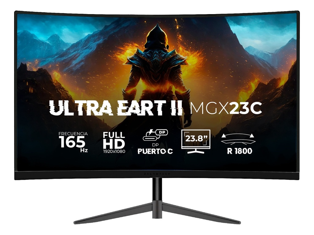 Monitor 23.8" balam rush br-938327 ultra earth ii mgx23c 1920*1080 165hz 1ms hdmi dp curvo negro