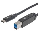 Cable Manhattan USB C Macho - USB B Macho 2Mts