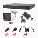 Kit de videovigilancia hikvision, 4x camaras tipo bala 1080p, 2.8mm, exterior, 1x dvr 4 canales hdd hasta 10tb, 1x f de poder, a