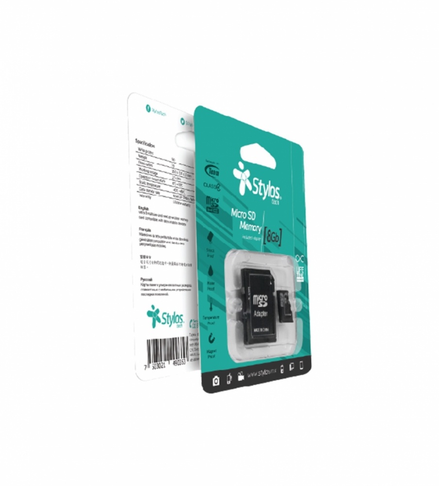 Memoria Flash Stylos 8GB MicroSD Clase 4 Con Adaptador