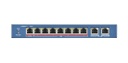 Switch poe+ / 7 puertos 10/100 mbps 802.3 af/at (30 w) + 1 puerto 100 mbps poe++ /bt (60 w) / 2 puertos uplink gigabit / 250 met