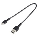 Cable usb a lightning negro de 30cm - certificacion mfi de apple