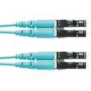 Jumper de fibra optica multimodo 50/125 om3, lc-lc duplex, ofnr (riser), color aqua, 15 metros