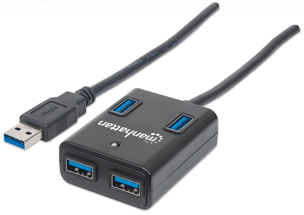 Hub USB 3.0 Manhattan 162296 Super Speed De 4 Puertos